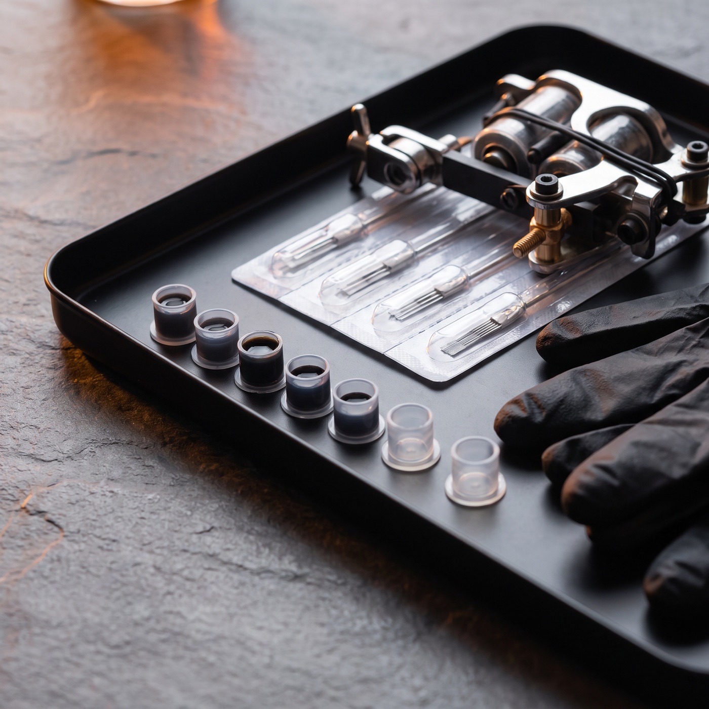 A workstation detail at Top Tier Tattoo & Piercing